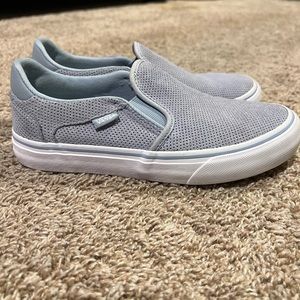 Womens Vans ortholite deluxe baby blue slip ons